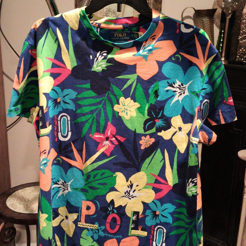 NWOT Polo Ralph Lauren Classic Fit Tropical/Foliage/Floral Print Shirt Sz Medium